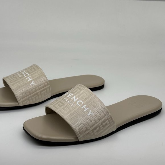 GIVENCHY 4G Monogram Signature Logo Flat Sandals Slides Mules Shoes Beige - Picture 8 of 13